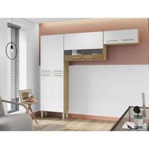 Cozinha Compacta 3 Peças 8 Portas sem Balcão Nala Freijó/Supremo/Freijó