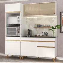 Cozinha Compacta 3 peças Armário e Balcão Multimóveis Branca Cozinha Compacta 3 peças Armário e Balcão Multimóveis Branca