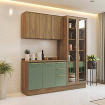 Cozinha Compacta 3 Peças com Tampo e Cristaleira Botanic Cozinha Compacta 3 Peças com Tampo e Cristaleira Botanic