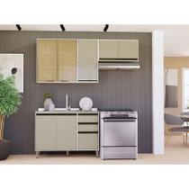 Cozinha Compacta 3 Peças Sem Tampo Linea Luciane Móveis Pátina Ff-mocca Laca