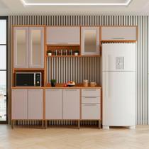 Cozinha Compacta 4 Peças 10 Portas 2 Gavetas Paris Sallêto Cinamomo Com Off White