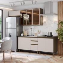 Cozinha Compacta 4 Peças 100% MDF com Aéreo de Vidro Reflecta Temperado e Tampo para Cooktop Duna/Cristal Connect Cozinha Compacta 4 Peças 100% MDF com Aéreo de Vidro Reflecta Temperado e Tampo para Cooktop Duna/Cristal Connect