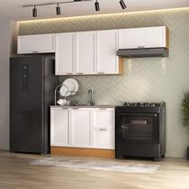 Cozinha Compacta 4 Peças 3 Aéreos 1 Balcão Soho CabeCasa MadeiraOriginals Freijó/Branco