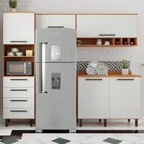 Cozinha Compacta 4 Peças 5 Portas 4 Gavetas Evolution Plus Branco/Freijó/Off-White Cozinha Compacta 4 Peças 5 Portas 4 Gavetas Evolution Plus Branco/Freijó/Off-White