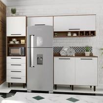 Cozinha Compacta 4 Peças 5 Portas 4 Gavetas Evolution Plus Tannat/Branco - Batrol Móveis