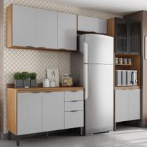 Cozinha Compacta 4 Peças com 2 Portas Vidro FI0002 Firenza Demobile Cozinha Compacta 4 Peças com 2 Portas Vidro FI0002 Firenza Demobile