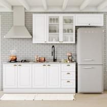 Cozinha Compacta 4 Peças com Tampo para Cooktop 100% MDF Linha Americana Branco Cozinha Compacta 4 Peças com Tampo para Cooktop 100% MDF Linha Americana Branco