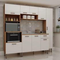 Cozinha Compacta 4 peças Coral Essência Freijó/Branco Cozinha Compacta 4 peças Coral Essência Freijó/Branco