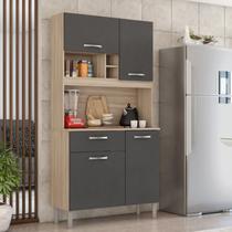 Cozinha Compacta 4 Portas 1 Gaveta Malta Cinza/Avena Touch/Granito Cozinha Compacta 4 Portas 1 Gaveta Malta Cinza/Avena Touch/Granito