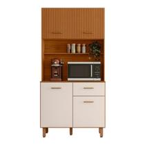 Cozinha Compacta 4 Portas 1 Gaveta New Izis Freijó e Off White