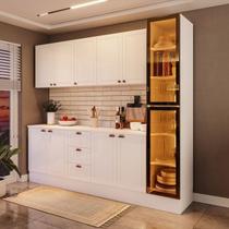 Cozinha Compacta 5 Peças Pérola com Cristaleira Branco Yescasa