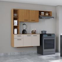 Cozinha Compacta 5 Portas 1 Gaveta Isis Yescasa Marrom/Cinamon/Offwhite