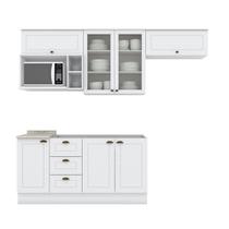Cozinha Compacta 6 Peças com Aéreo para Micro-Ondas Emily Espresso Móveis