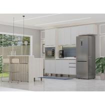 Cozinha Compacta 6 Peças com Espaço para Micro-ondas, Ilha e Tampo Art Luciane Móveis