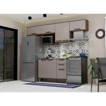 Cozinha Compacta 6 Peças Sem Tampo Com Nicho Micoondas Luna Nogueira Dourado/cinammon