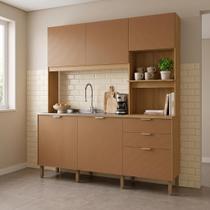 Cozinha Compacta 6 Portas 2 Gavetas Viva 179,3 cm Marrom Freijó/Caramelo
