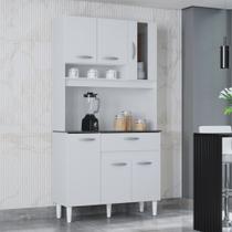 Cozinha Compacta 6 Portas com Vidro 1 Gaveta Coral Poquema