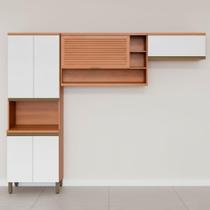Cozinha Compacta 6 Portas Freijo/Branco Macadâmia Telasul