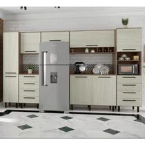 Cozinha Compacta 7 Peças 8 Portas 8 Gavetas Evolution Plus Tannat/Legno Crema