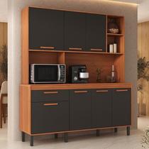 Cozinha Compacta 7 Portas 1 Gaveta 180cm com Nicho Dunas Itatiaia Marrom/Cinamomo/Grafite Intenso Cozinha Compacta 7 Portas 1 Gaveta 180cm com Nicho Dunas Itatiaia Marrom/Cinamomo/Grafite Intenso