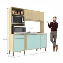 Cozinha Compacta 7 Portas 1 Gaveta Carvalho Pistache 1.87cm Hellen