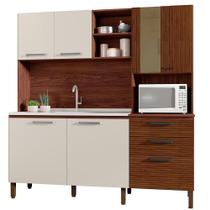 Cozinha Compacta 7 Portas 2 Gavetas 182 Cm Mega Nogueira