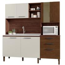 Cozinha Compacta 7P 2G 182 cm Mega Nogueira Off White Cp Ripado KTP Cozinha Compacta 7P 2G 182 cm Mega Nogueira Off White Cp Ripado KTP