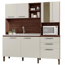 Cozinha Compacta 7P 2G 182 cm Mega Nogueira Off White KTP