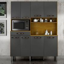 Cozinha Compacta 8 Portas 1 Gaveta 1600 Pratic CHF Cinamomo/Grafite