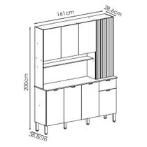 Cozinha Compacta 8 Portas 1 Gaveta 161Cm Slow Freijo.