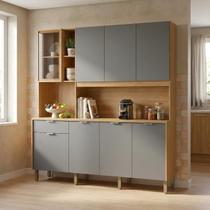 Cozinha Compacta 8 Portas 1 Gaveta 194,2 cm Nature Cinza Freijó/Gris Cinza Cozinha Compacta 8 Portas 1 Gaveta 194,2 cm Nature Cinza Freijó/Gris Cinza