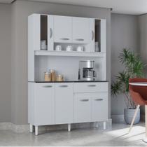 Cozinha Compacta 8 Portas com Vidro 1 Gaveta Coral Poquema