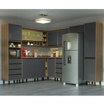Cozinha Compacta 9 Peças 10 Portas 8 Gavetas Confort Cinamomo/Grafite