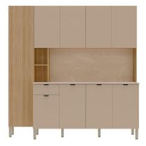 Cozinha Compacta 9 Portas 1 Gaveta 201 Cm Pulse Freijo