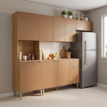 Cozinha Compacta 9 Portas 1 Gaveta 249,9 cm Soul Marrom Freijó/Caramelo