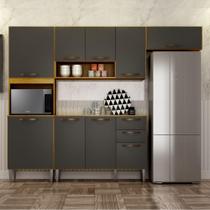 Cozinha Compacta 9 Portas 2 Gavetas Maisa CHF Cinamomo/Grafite