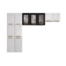 Cozinha Compacta Aço 3 Peças Multimóveis Branco-preto