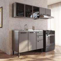 Cozinha Compacta Aço com Pia 8 Ptas 2 Gav Estilo Bertolini