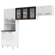 Cozinha Compacta Aço Diamante 9 Portas Branco/Preto - Telasul