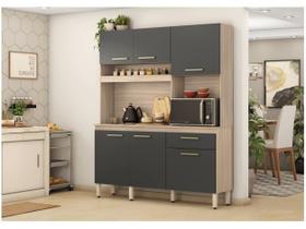 Cozinha Compacta Alamo 6 Portas e 1 Gaveta Avena/Grafito - Demóbile