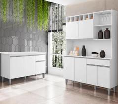 Cozinha Compacta Alice e Balcão Tatiane 120mt Com Tampo Mdp Branco Ajl