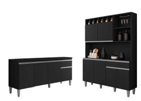 Cozinha Compacta Alice e Balcão Tatiane 150mt Com Tampo Mdp Preto AJL Cozinha Compacta Alice e Balcão Tatiane 150mt Com Tampo Mdp Preto AJL