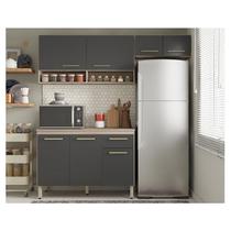 Cozinha Compacta Ambiente Dama Aéreos e Balcão Avena Grafito - Demóbile Cozinha Compacta Ambiente Dama Aéreos e Balcão Avena Grafito - Demóbile