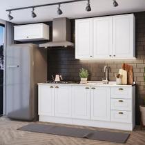 Cozinha Compacta Americana 4 peças Modulada 8 Portas 3 Gavetas Henn - Branco HP Fosco