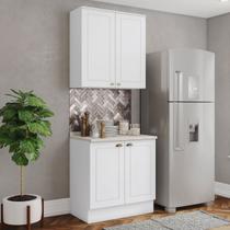 Cozinha Compacta Americana 4 Portas 3 Prateleiras 100% Mdf Branco - Henn