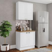 Cozinha Compacta Americana 4 Portas 3 Prateleiras 100% Mdf Branco/Nature - Henn