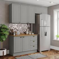 Cozinha Compacta Americana 6 Portas 3 Gavetas 100% Mdf Cinza/Nature - Henn Cozinha Compacta Americana 6 Portas 3 Gavetas 100% Mdf Cinza/Nature - Henn