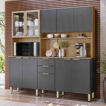 Cozinha Compacta Amora 10 Portas 2 Gavetas Amêndola Touch/Grafito Prime Tx - Demóbile