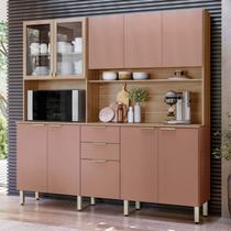 Cozinha Compacta Amora 10 Portas 2 Gavetas Amêndola Touch/Marsala - Demóbile