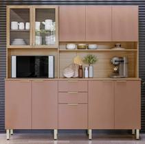 Cozinha Compacta Amora 10 Portas e 2 Gavetas- Amendoa Marsala